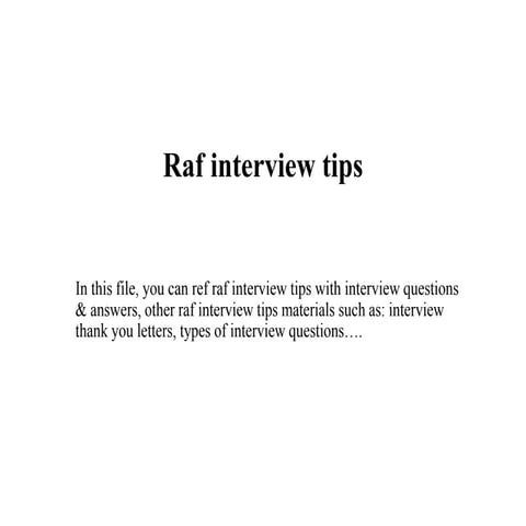 Raf interview tips