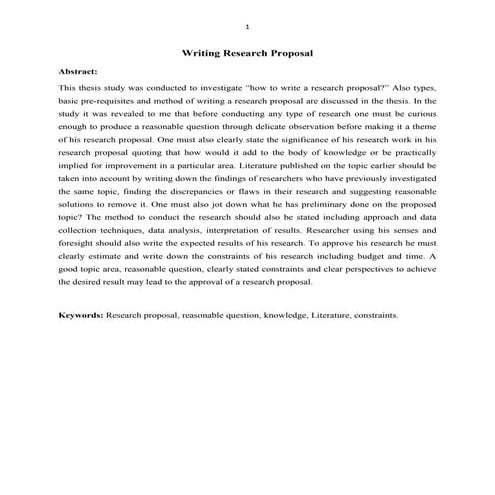 Writing Research Proposal 
