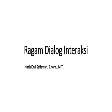 INTERAKSI MANUSIA DAN KOMPUTER RAGAM DIALOG