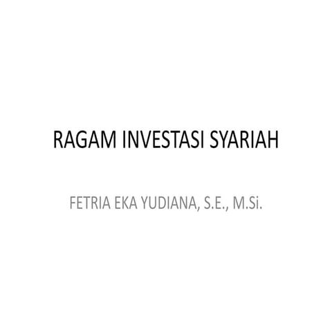 Ragam investasi syariah