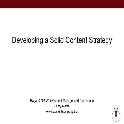 Developing a Solid Content Strategy