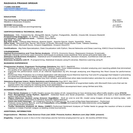 Raghava Prasad S Resume