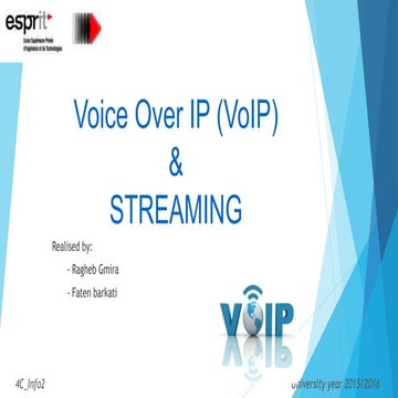 Voice Over IP (VoIP) and STREAMING
