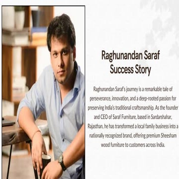 Raghunandan Saraf Success Story -journey | PDF
