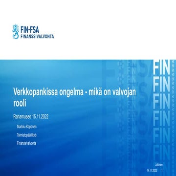 Rahamuseo: Verkkopankissa ongelma – mikä on valvojan rooli? 15.11.2022