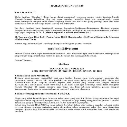 Rahasia Thunder 125