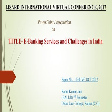 E-Banking Services and Challenges in India