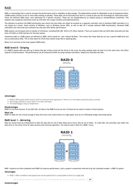 Raid level 0, 1, 3, 5 an...tage, di...