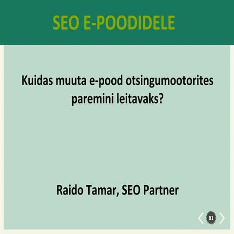 Raido Tamar ettekanne, kuidas muuta e-pood otsingumootorites paremini leitava...