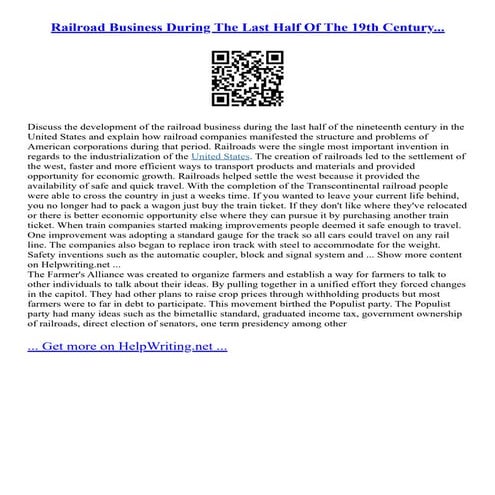 Railroad Business During The Last Half Of The 19Th Century... | PDF