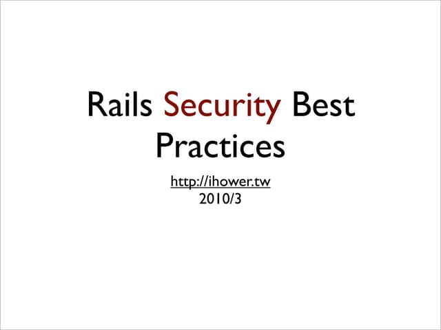 Rails Security