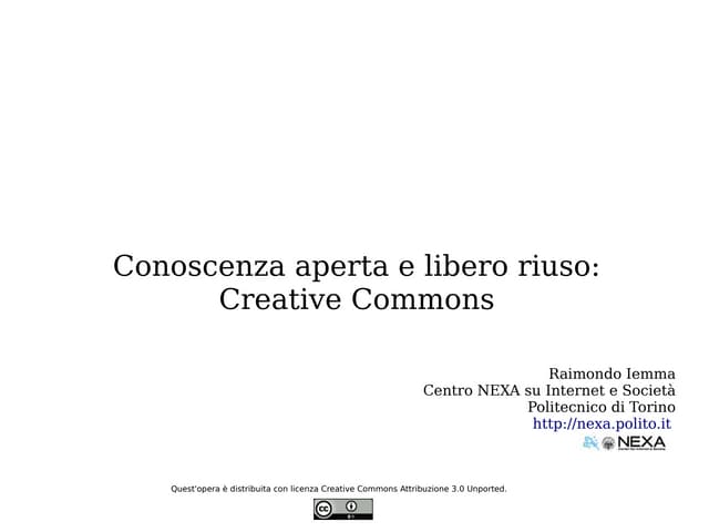 Raimondo Iemma - Dati pubblici e Creative Commons