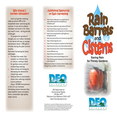 Saving Rain for Thirsty Gardens: Rain Barrels and Cisterns - Oklahoma