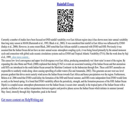 Rainfall Essay