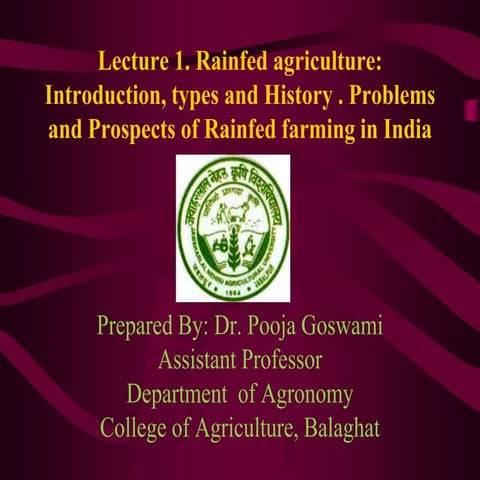 Rainfed agriculture lecture no1