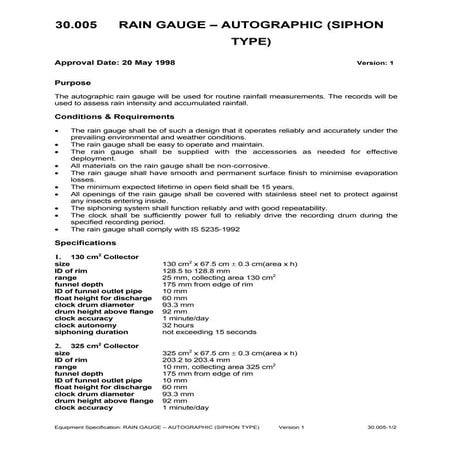 Rain gauge, autographic siphon type | PDF