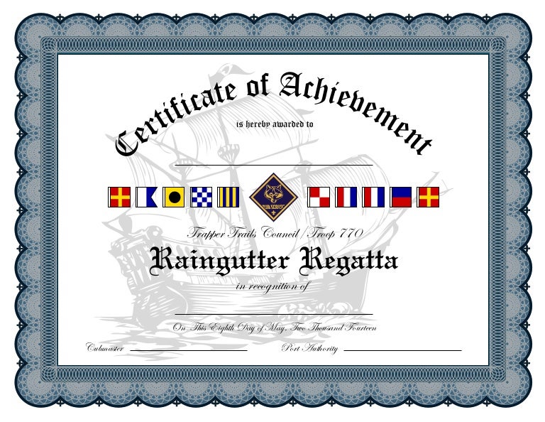 Raingutter Regatta certificate