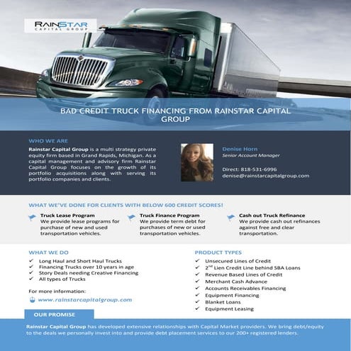 Rainstar Capital Group Start Up Truck Financing Program | PDF