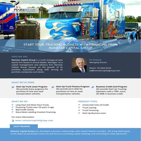 Rainstar Capital Group Start Up Truck Financing Program | PDF