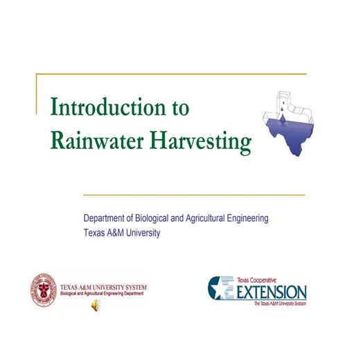 Texas;  Introduction to Rainwater Harvesting - Texas A&M University