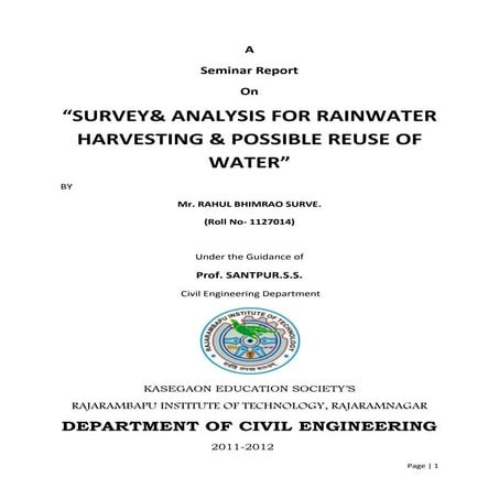 Rainwater harvesting