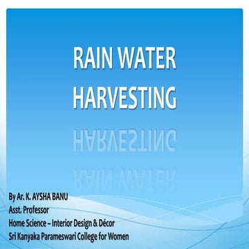 Rain water harvesting