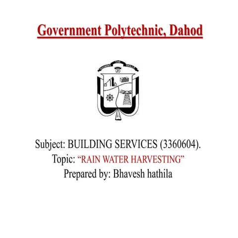 Rain water harvesting