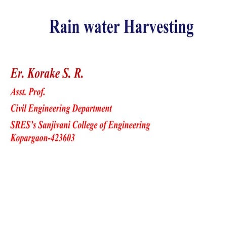 Rain water harvesting