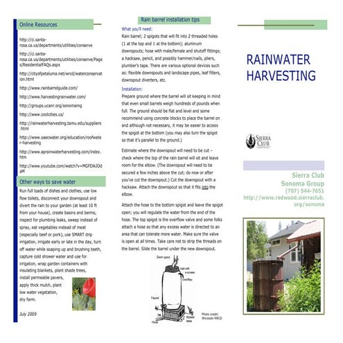 California;  Rainwater Harvesting, Sonoma County, Sierra Club  