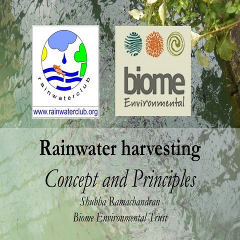 CDD -Rainwater harvesting Concept and Principles