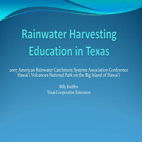 Rainwater Harvesting Education in Texas