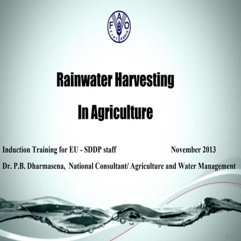 Rainwater harvesting in agriculture