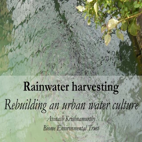 Rainwater Harvesting in an Urban Context : Training of Urban Local Bodies