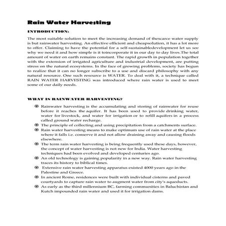 RAIN WATER HARVESTING 