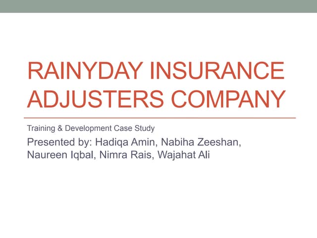 Rainyday Insurance Adjuster's Company - HRM