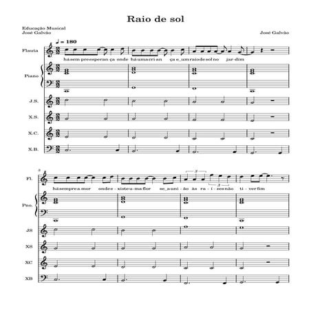 Raio de sol - Jose Galvao - Partitura Flauta ou Voz + Piano + Orff - Educação Musical José Galvão Do M.pdf