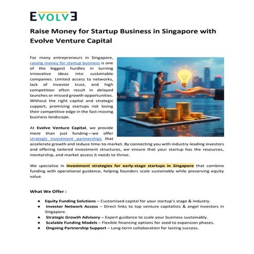 Raise Money for Startup Business in Singapore with Evolve Venture ...