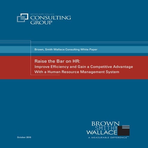 Raise the Bar on HR - Brown-Smith-Wallace Consulting
