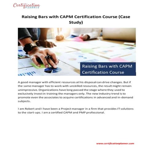 Raising bars with capm certification course (case study)