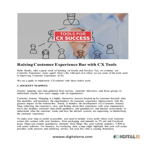 Raising customer experience bar with cx tools