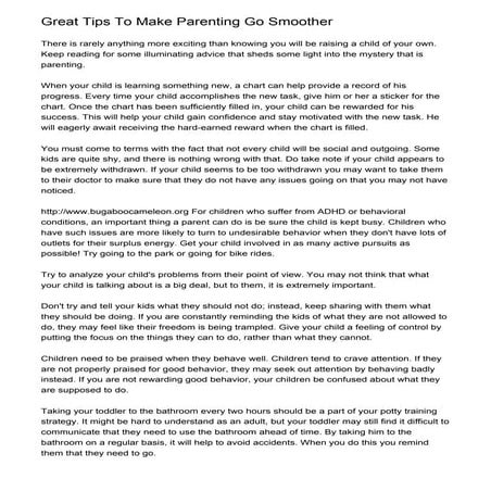 Great Tips To Make Parenting Go Smoother