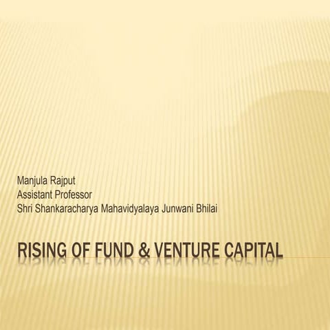 Raising of funds  &amp; venture capital 