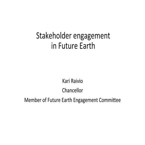 Raivio stakeholder engagement in future earth