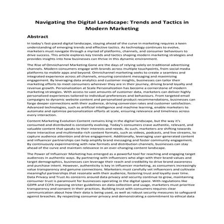 Navigating the Digital Landscape: Trends and Tactics in Modern Marketing