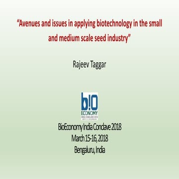 "Avenues and issues in applying biotechnology in the small and medium scale s...