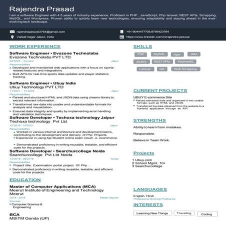 Rajendra prasd as a php web developer and preset time working in Evozon ...