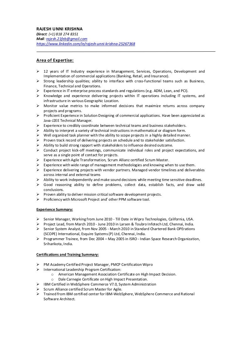 rajesh unni krishna resume