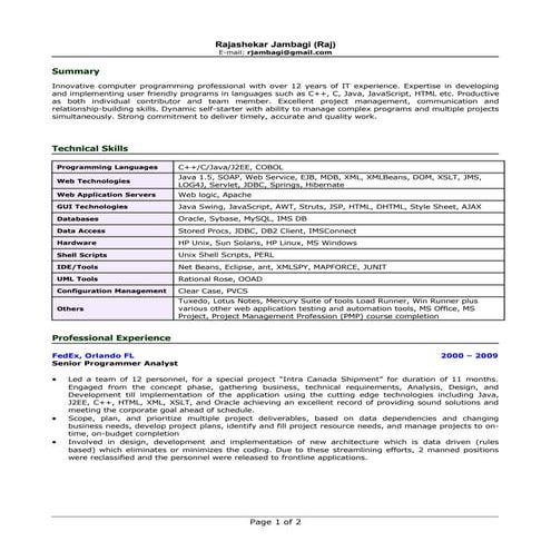 Raj Jambagi    Resume