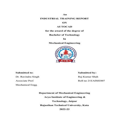 rajkumar report on the basis of auto cad and briefly introduction of auto cad