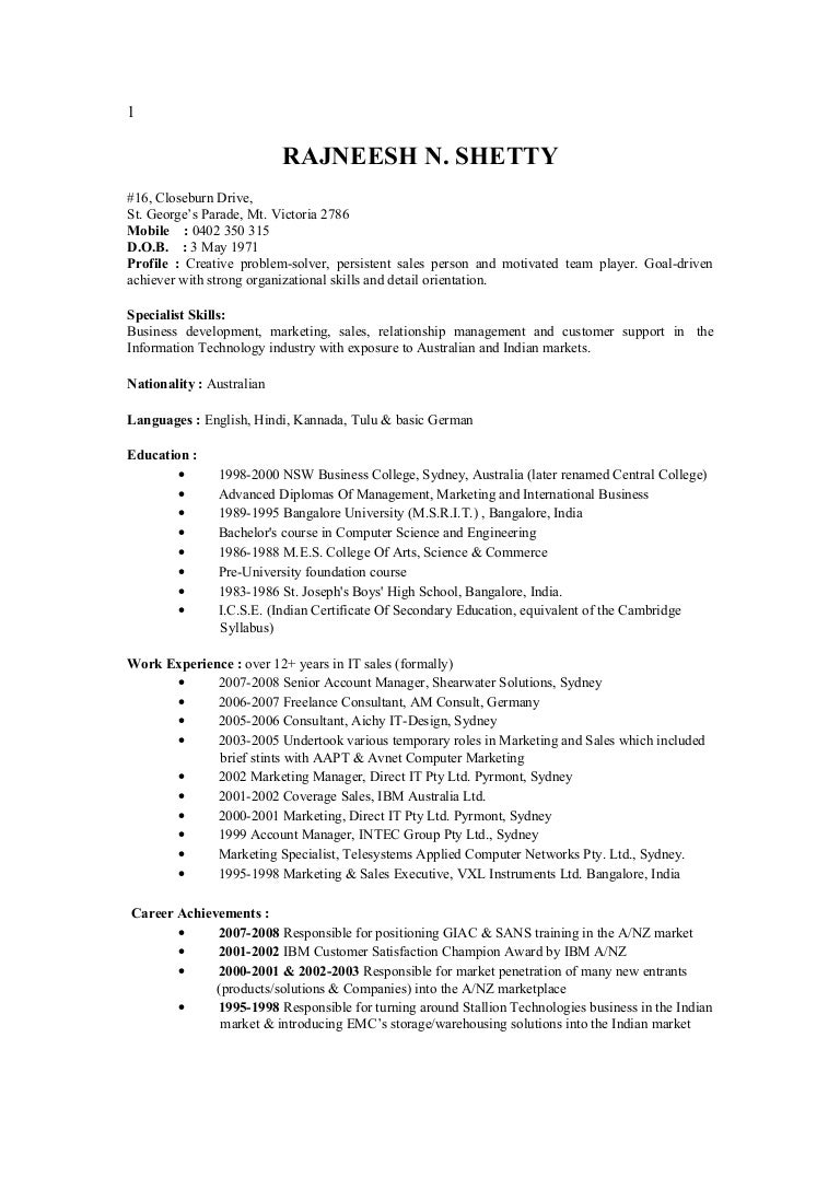 Dob on resume